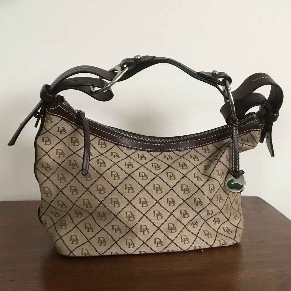 Vintage Dooney & Bourke Canvas Leather Hobo Bag